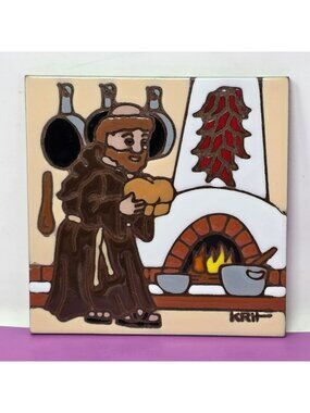 San Pasqual Ceramic Tile Wall Art Earthtones Kitchen Saint Handmade Tucson AZ US